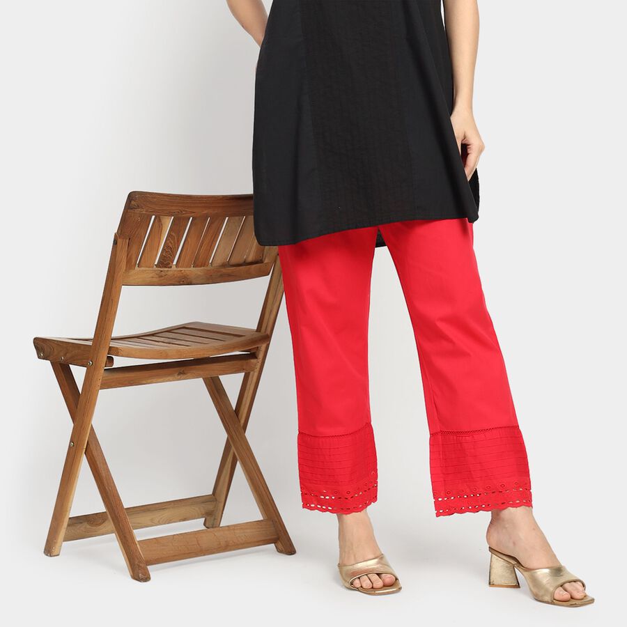 Ladies' 100% Cotton Palazzos, लाल, large image number null