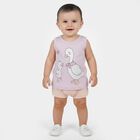 Infant Girl Pink Cotton Sleeveless Top and Shorts Set, Light Pink, small