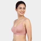 Women's Brown Cotton Blend Wireless Full Coverage Bra, Brown, small