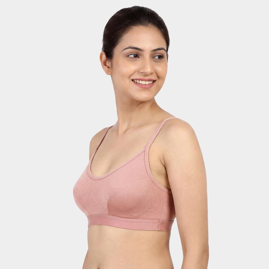Women's Brown Cotton Blend Wireless Full Coverage Bra, Brown, large