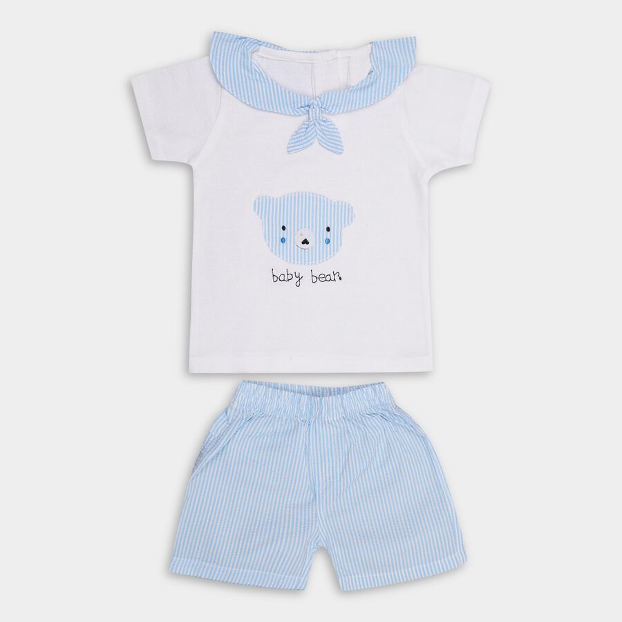 Infant Boys' 100% Cotton Baba Suit , Mid Blue, large image number null
