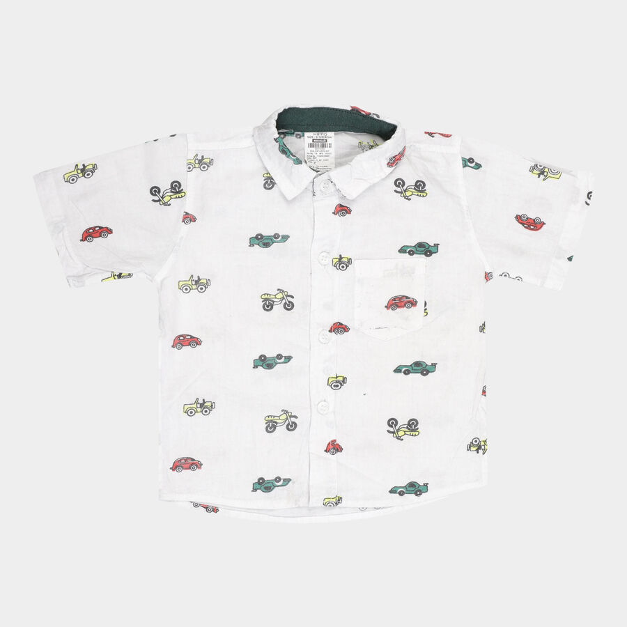 Infants Cotton Printed Shirt, White, large image number null