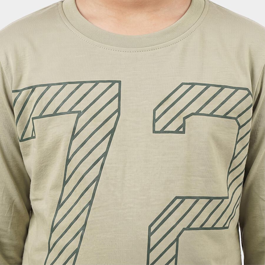 Boys Green Round Neck Regular Boys T-Shirt, Light Green, large