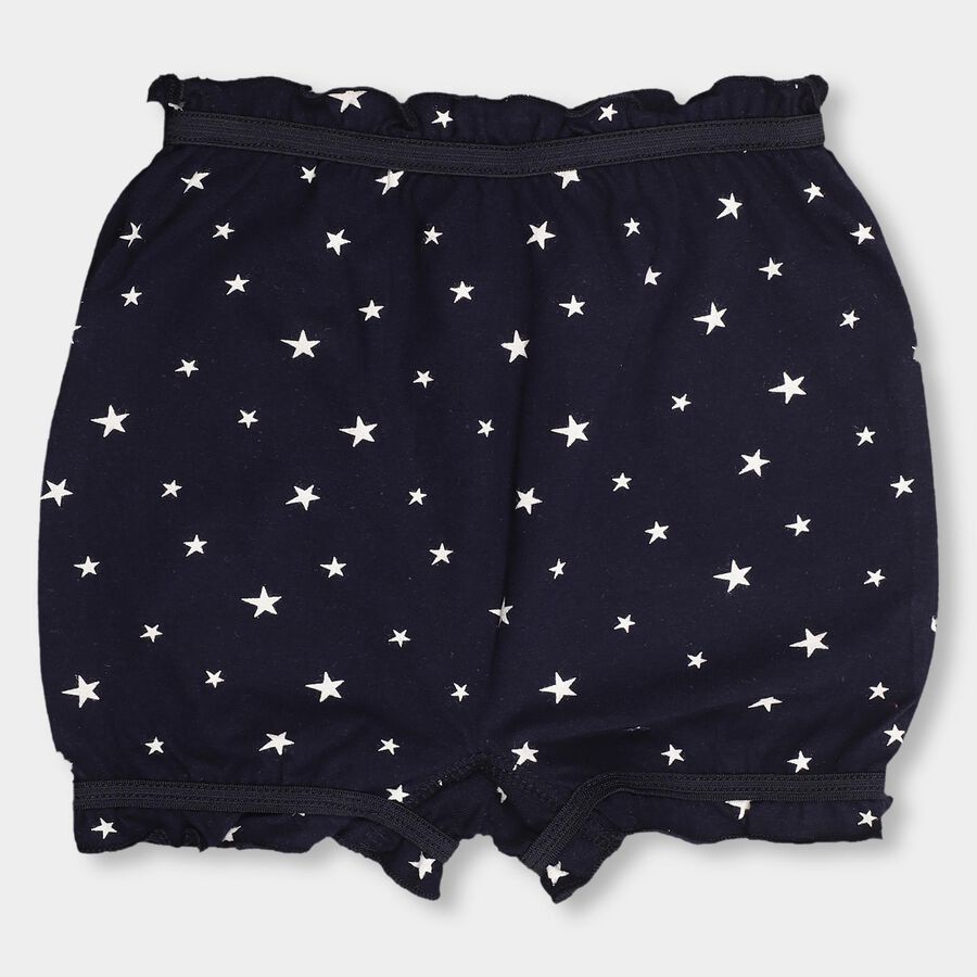 Girls' Dark Navy Regular Fit Printed Bloomers, Navy Blue, large