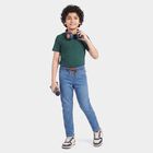 Boys Light Blue Drawstring Waist Jeans, मध्यम नीला, small