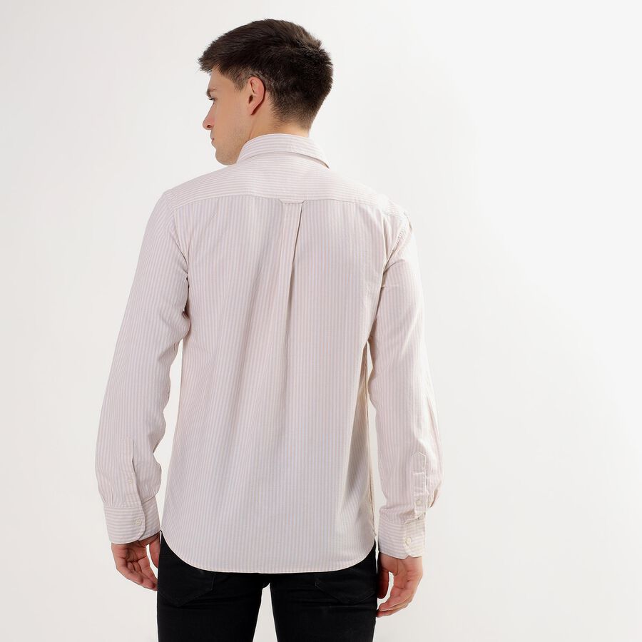 Men's Soft Beige Cotton Button Down Collar Casual Shirt, Beige, large image number null