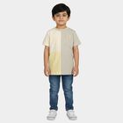 Boys Yellow Cotton Round Neck Casual Boys T-Shirt, पीला, small