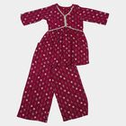 Girls Wine V Neck Co ord Set Fusion Set, Wine, small