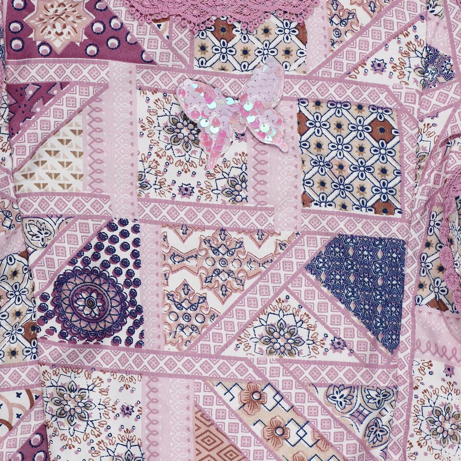 Girls Lilac Round Neck Casual T-Shirt, Lilac, large