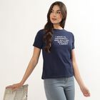 Ladies' Round Neck T-Shirt, नेवी ब्लू, small