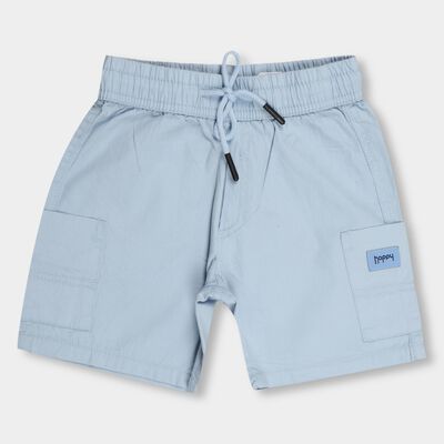 Boys' Light Blue Elastic Waist Solid Bermuda Shorts