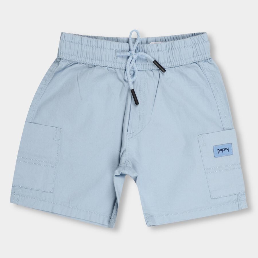 Boys' Light Blue Elastic Waist Solid Bermuda Shorts, हल्का नीला, large image number null