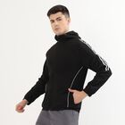 Men's Jet Black Hooded Athleisure Jacket, Black, small image number null
