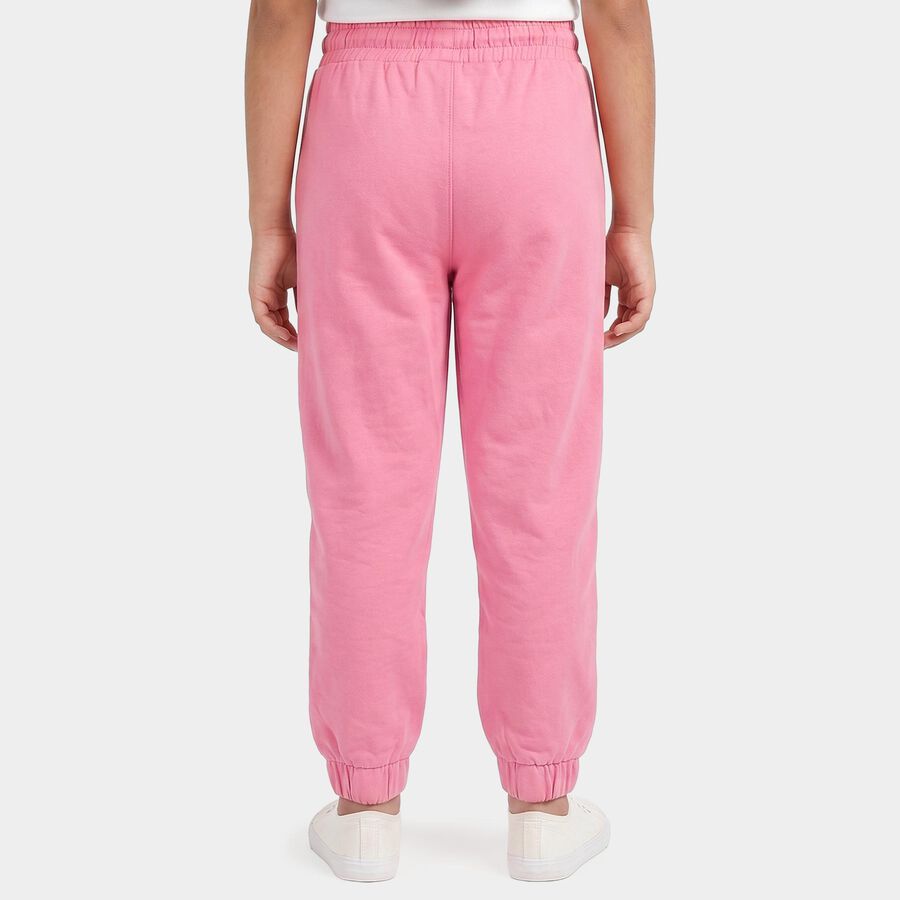 Girls Pink Jogger Fit Graphic Printed Cotton Pyjama, गुलाबी, large