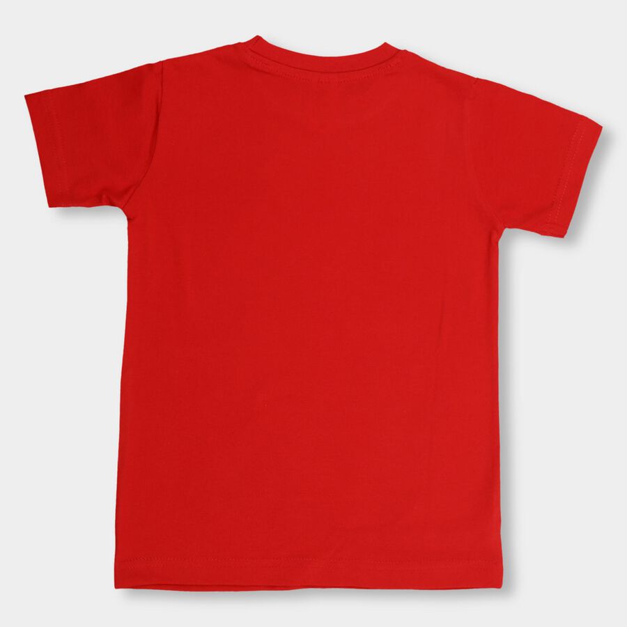 Boys' 100% Cotton Half Sleeves T-Shirt, लाल, large image number null