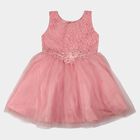 Girls' Pink Fit and Flare Lace Bodice Party Wear Frock, Light Pink, small