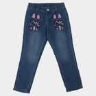 Girls Light Blue Straight Fit Bunny Embroidered Jeans, Light Blue, small