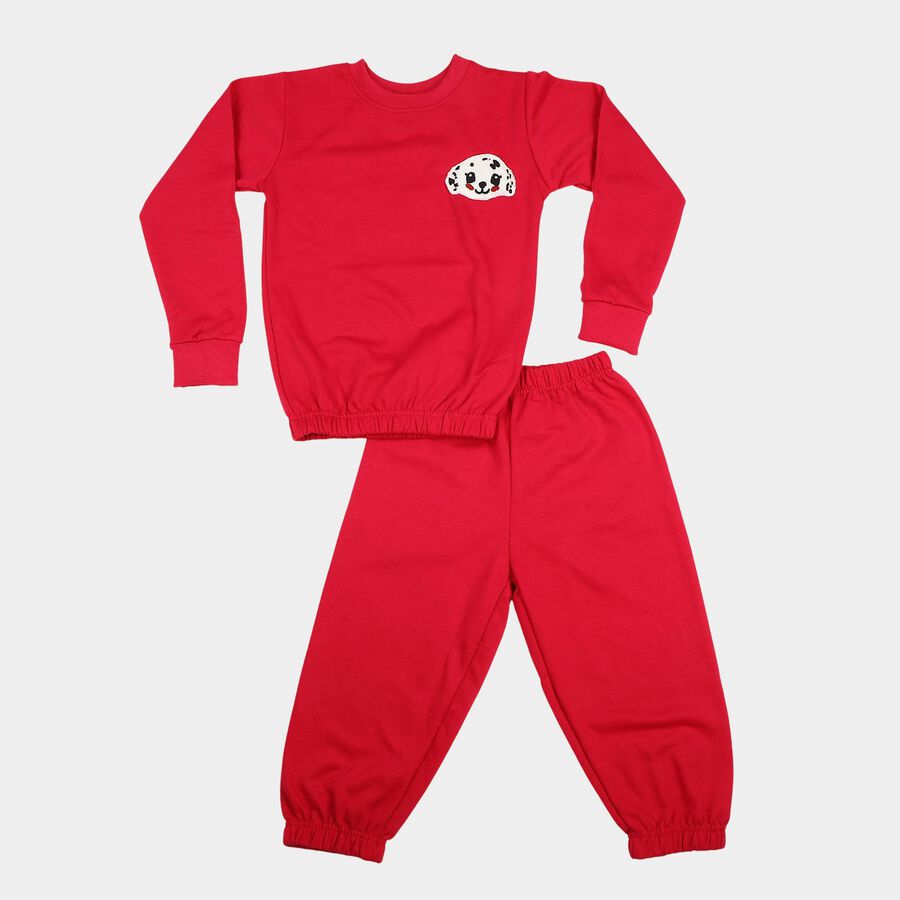Girls Fuchsia Round Neck Lounge Hipster Set, रानी (फ्यूशिया), large