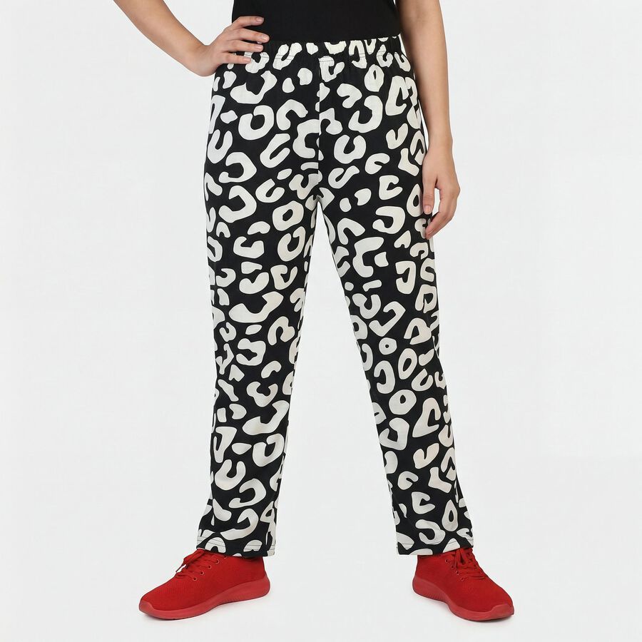 Women's Black Regular Fit Solid Pyjama, काला, large