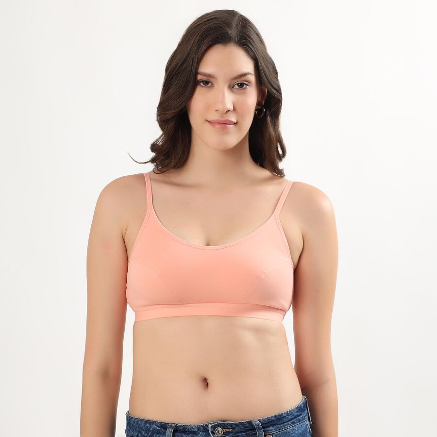 Women's Soft Peach Cotton Blend Wire-Free Everyday Bra, Peach, large
