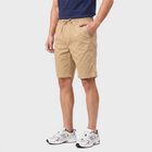 Men's Beige Regular Fit Solid Cotton Jamaican Shorts, Beige, small
