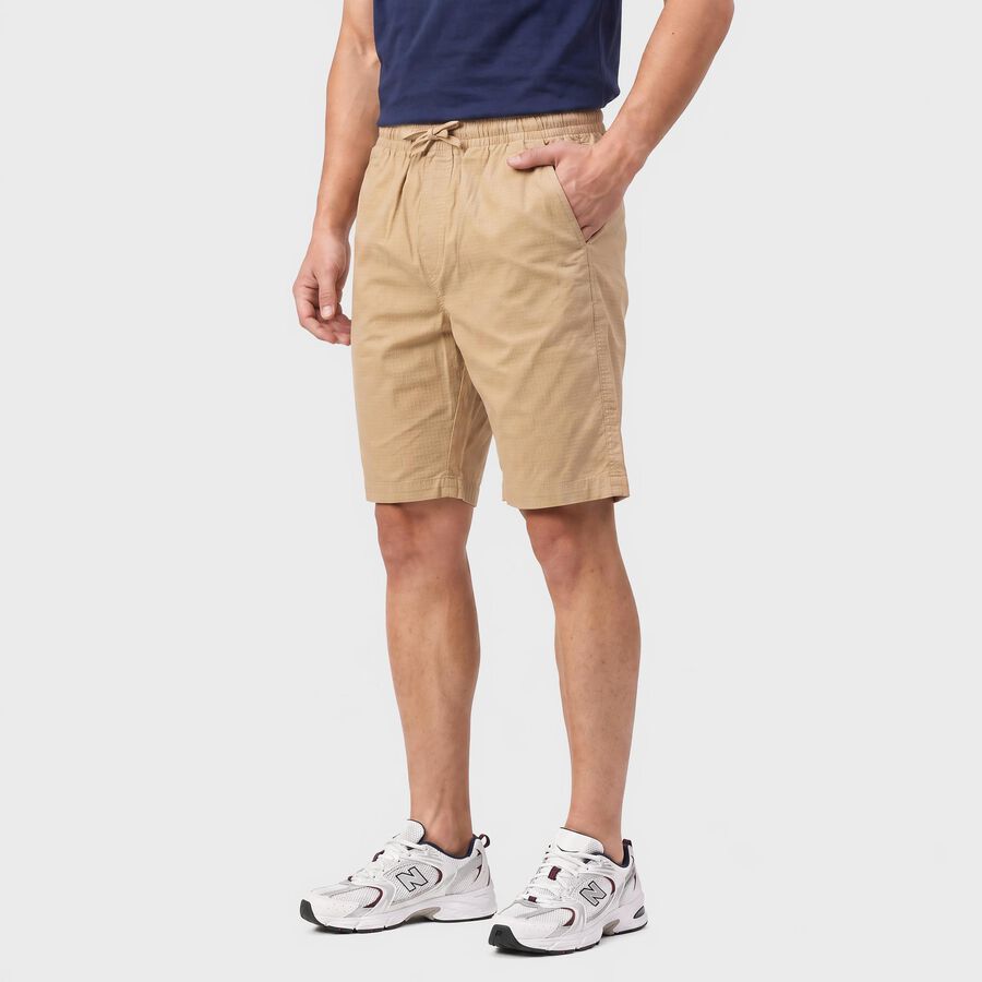Men's Beige Regular Fit Solid Cotton Jamaican Shorts, Beige, large