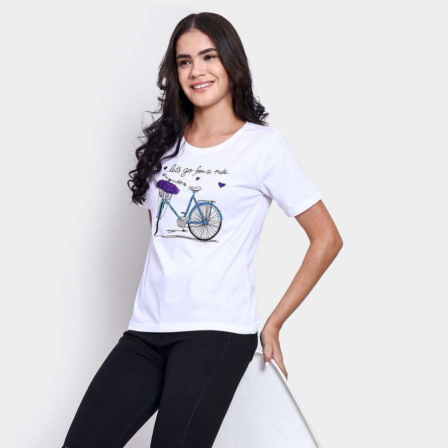 Ladies' Round Neck T-Shirt , White, large image number null