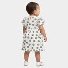 Infants' White Daisy Print Ruffle Sleeve Cotton Frock, Off White, small