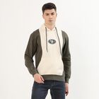 Men's Olive Green and White Hooded Neck Casual Sweatshirt, सफ़ेद, small image number null