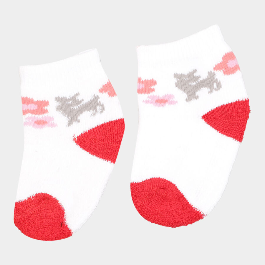 Infants Cotton Stripes Socks, Red, large image number null