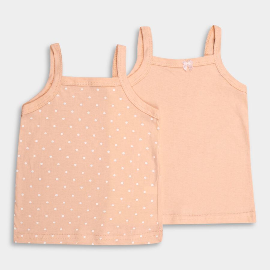 Girls' 100% Cotton Vest (Pack of 2), Peach, large image number null