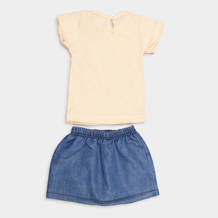 Infants Solid Skirt Top Set, Peach, large image number null