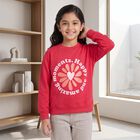 Girls Fuchsia Crew Neck Pullover Sweatshirt, रानी (फ्यूशिया), small