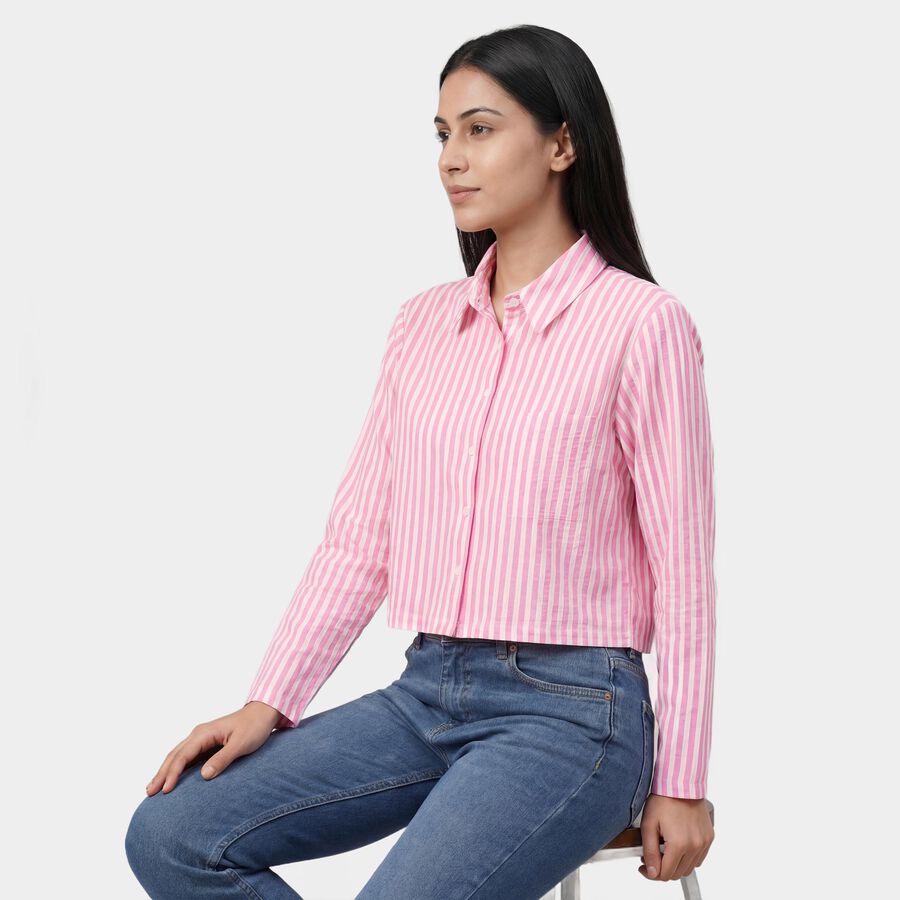 Women's Pink Classic Collar Classic Shirt, Pink, large
