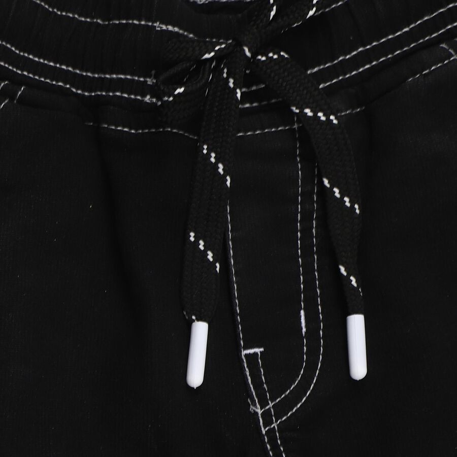 Boys' Jet Black Slim Fit Jogger Jeans, काला, large image number null