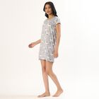 Women's Light Grey Round Neck Casual Nighty, Light Blue, small