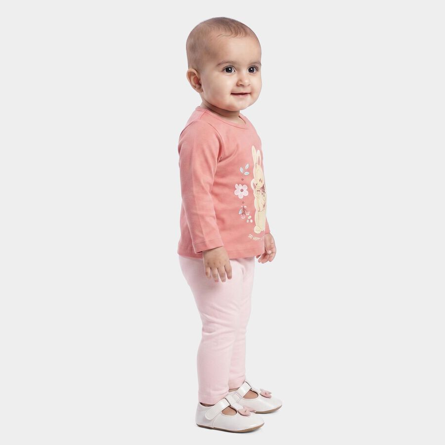 Infants Light Pink Cotton Round Neck Lounge Hipster Set, Light Pink, large