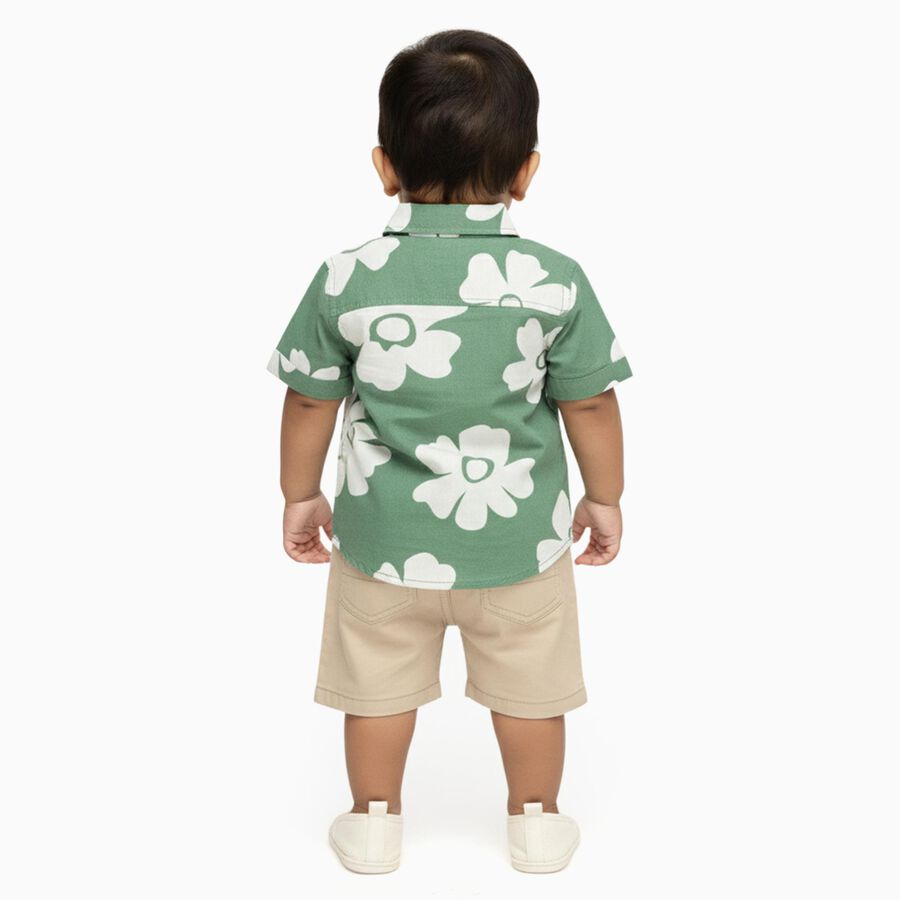 Infants' Olive Cotton Collared Floral Baba Suit, Olive, large