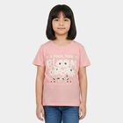 Girls Pink Round Neck Regular T-Shirt, गुलाबी, small