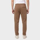 Men's Brown Slim Fit Drawstring Track Pants, भूरा, small