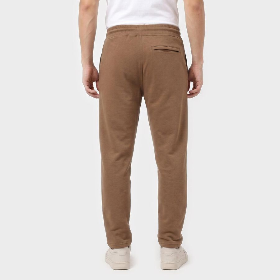 Men's Brown Slim Fit Drawstring Track Pants, भूरा, large