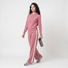 Women's Light Pink Striped Hooded Track suit, Light Pink, small