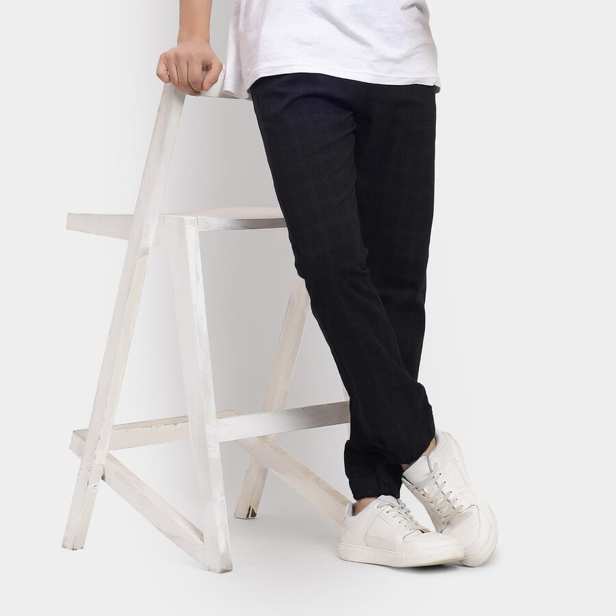 Men's Slim Fit Casual Trousers , Black, large image number null