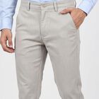 Men's Silver Slim Fit Textured Chino Trousers, Silver, small