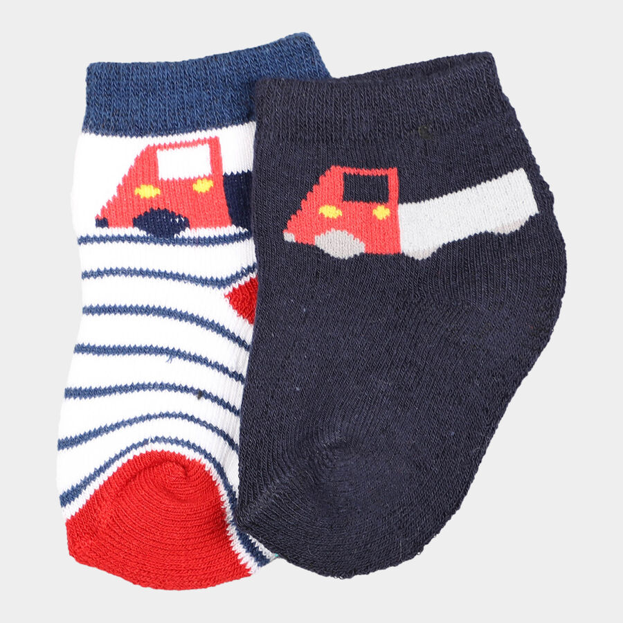 Infants Cotton Stripes Socks, Navy Blue, large image number null