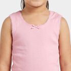 Girls Pink Cotton Round Neck Vest, गुलाबी, small