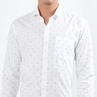 Men's White Cotton Printed Classic Collar Formal Shirt, सफ़ेद, small image number null