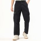 Men's Jet Black Slim Fit Cargo Trousers, गहरा ग्रे, small image number null