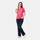 Women's Fuchsia Round Neck Regular T-Shirt, Fuchsia, small