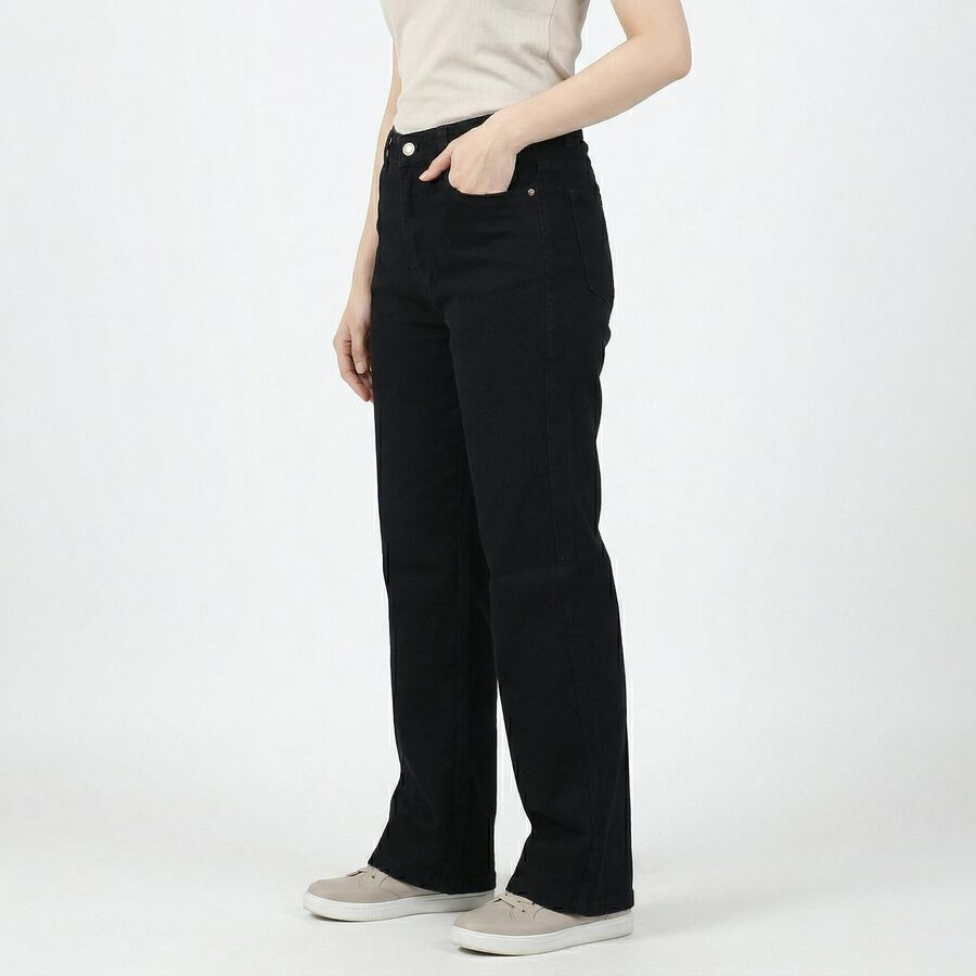 Women's Black Skinny Fit Classic Jeans, काला, large